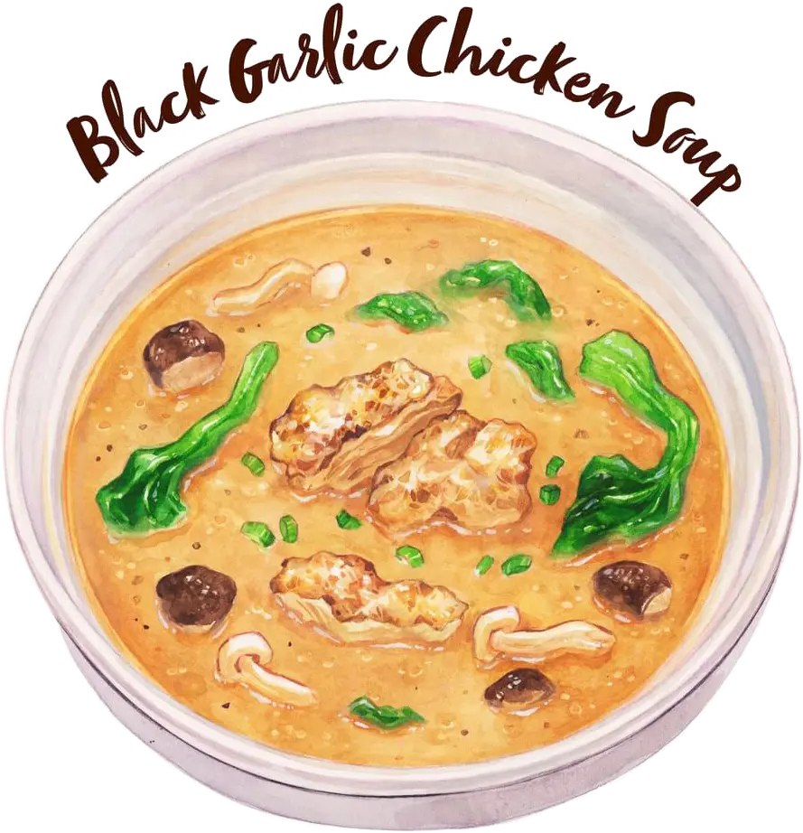 New Station Rice Bar Black Garlic Soup Drawing